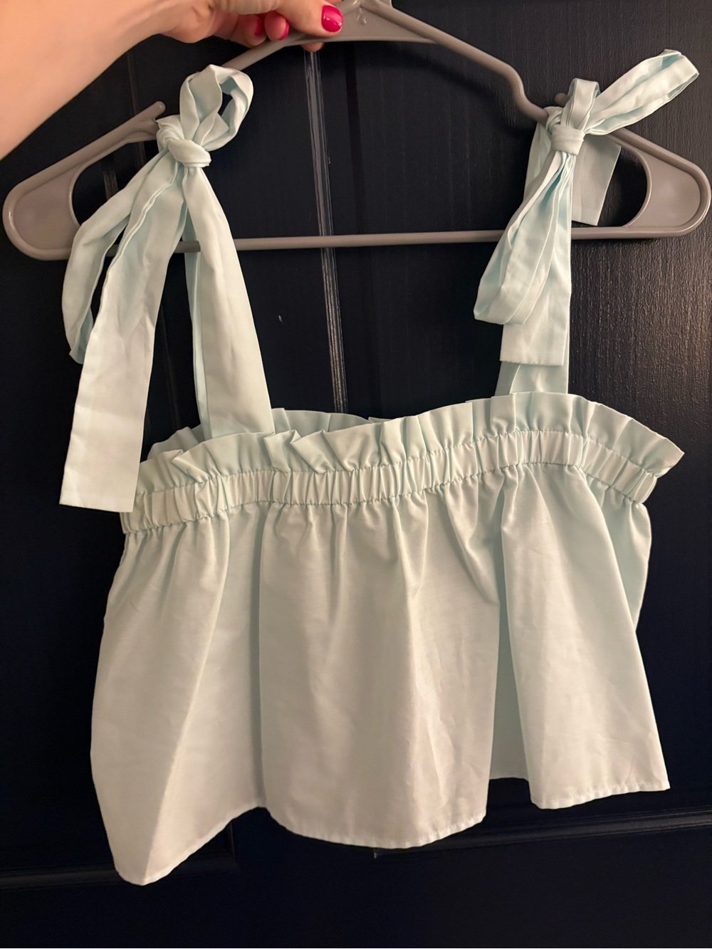 ASOS Light Blue Tie-Shoulder Ruffle Crop Top